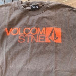 Men’s Volcom Stone TShirt Sz Large Gray w/ Orange